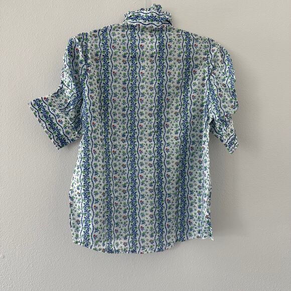 Thierry Colson VITA BLOUSE LISELUND PRINT GREEN / COBALT Size Small - Picture 2 of 4